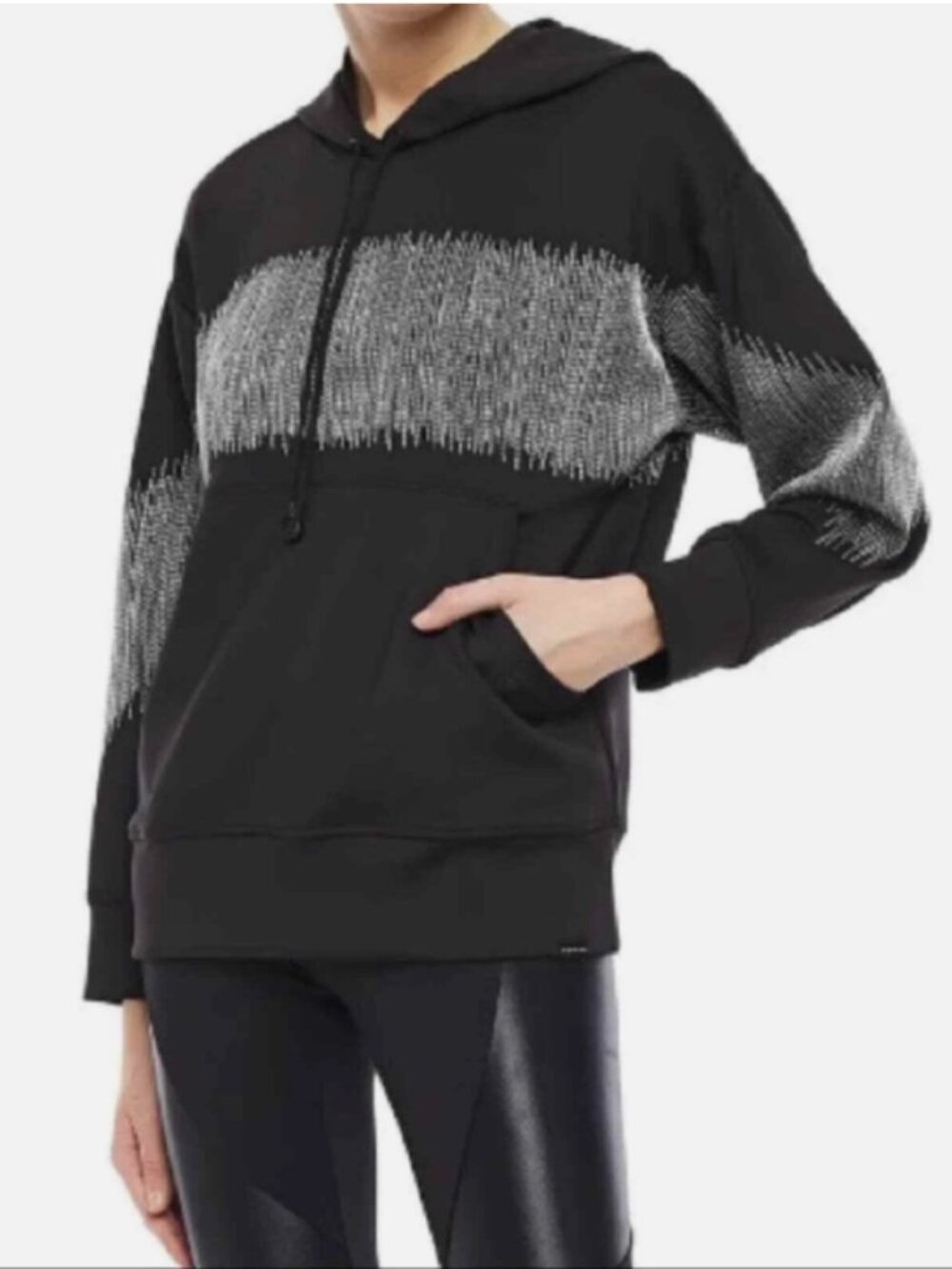 Koral Titrate Metallic Scuba Pullover Hoodie  Size Small Black Silver